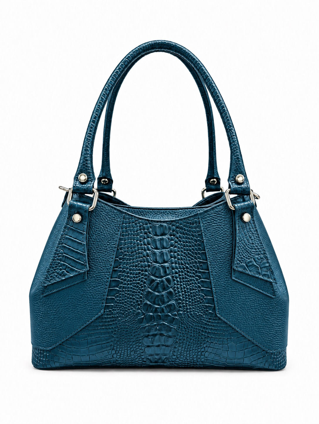 Structured Handbag in Genuine Dollaro and Croco Leather - Made in Italy - Art. 26162