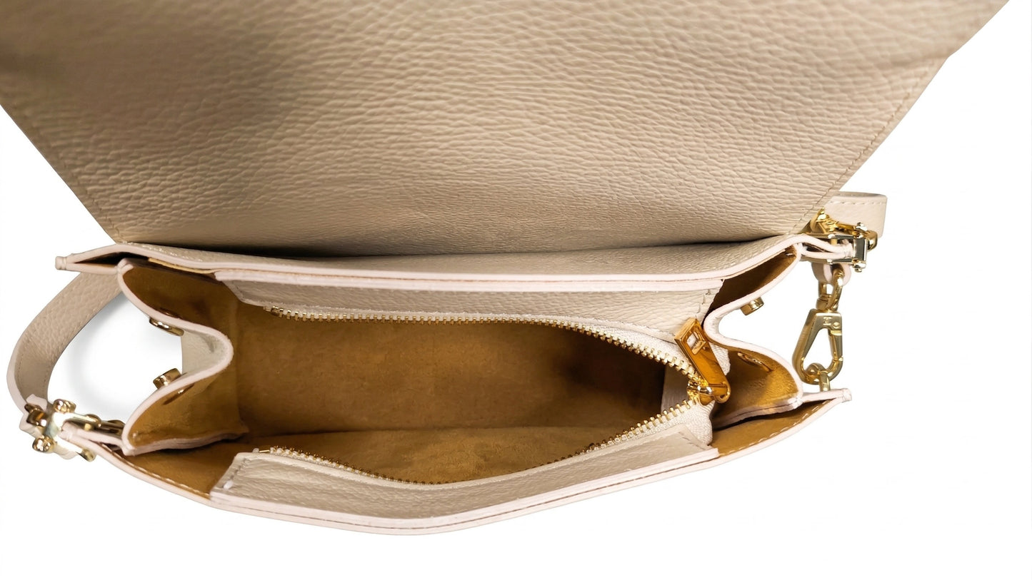 Structured Crossbody Bag in Genuine Dollaro Leather - Made in Italy - Art. 26081