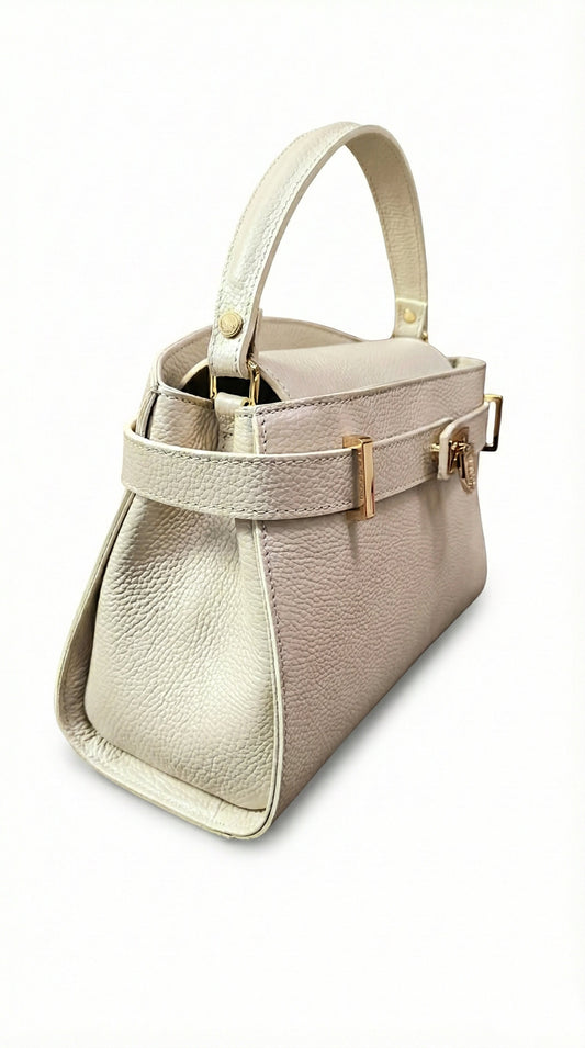 Structured Handbag in Genuine Dollaro Leather - Made in Italy - Art. 26044
