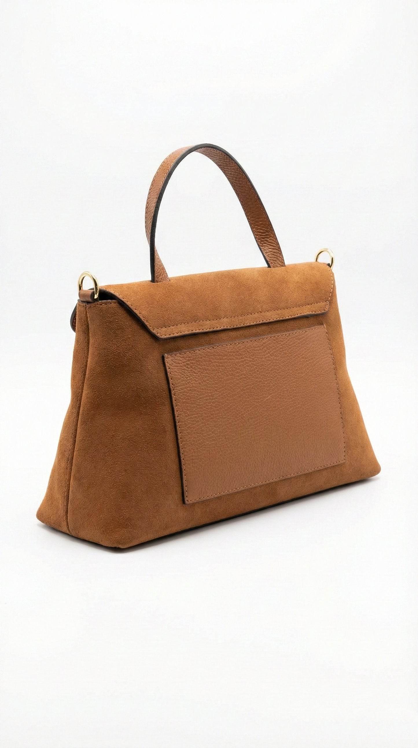 Structured Handbag in Genuine Suede and Dollaro Leather - Made in Italy - Art. 26042