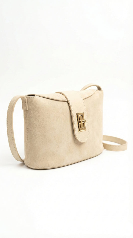 Soft Crossbody Bag in Genuine Suede And Dollaro Leather - Made in Italy - Art 26041
