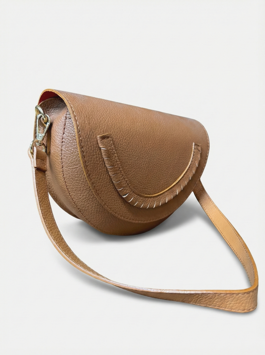 Structured Crossbody Bag in Genuine Dollar Leather - Made in Italy - Art. 26004