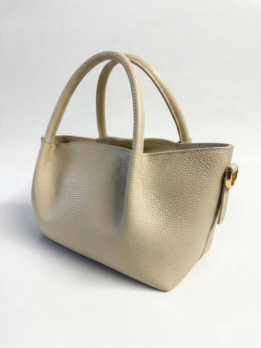 Structured Handbag in Genuine Dollaro Leather - Made in Italy - Art. 26071