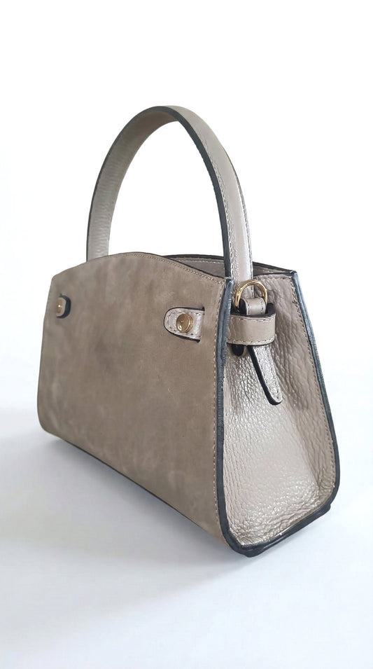 Structured Handbag in Genuine Suede Leather - Made in Italy - Art. 26010