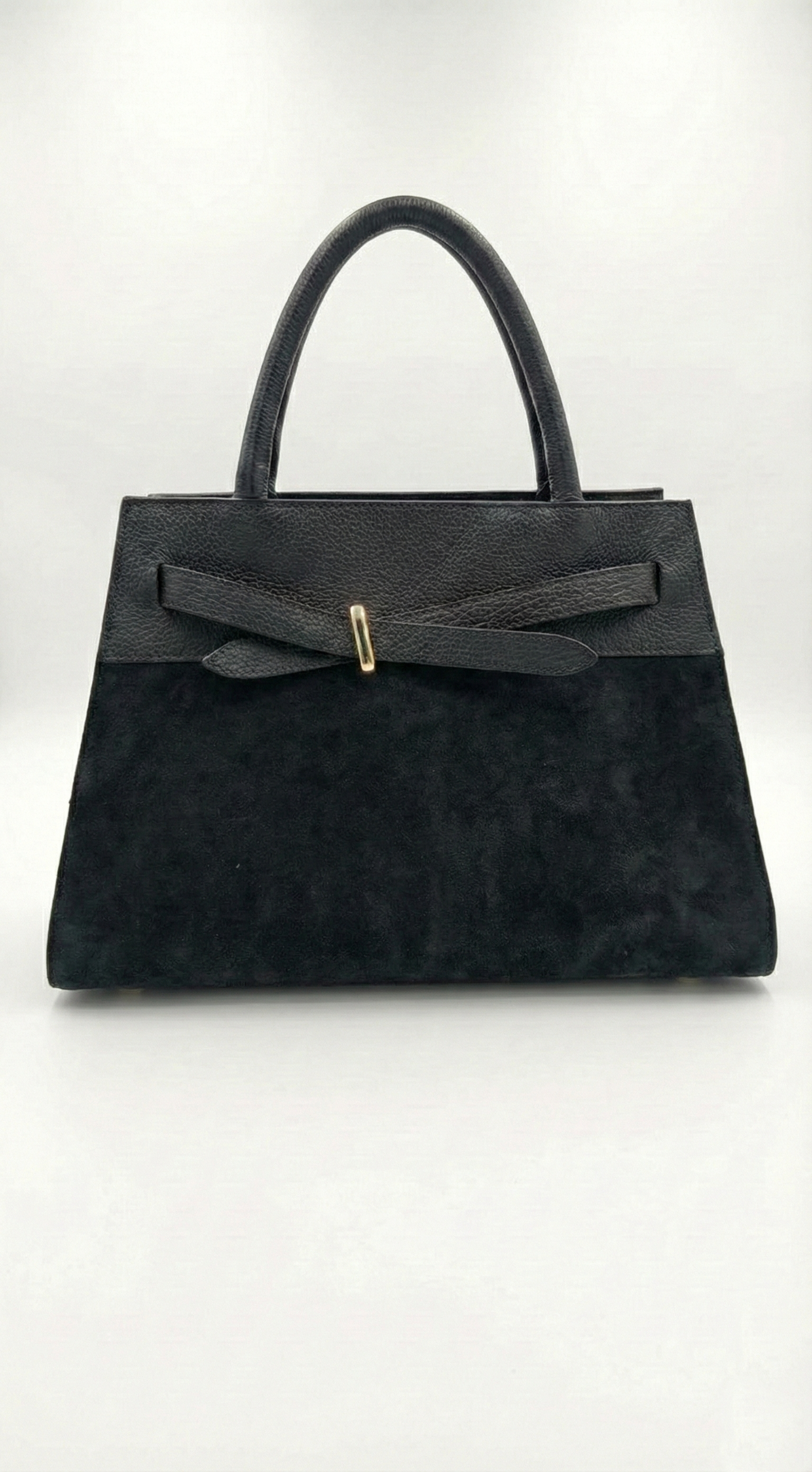 Structured Handbag in Genuine Suede Leather - Made in Italy - Art. 26007