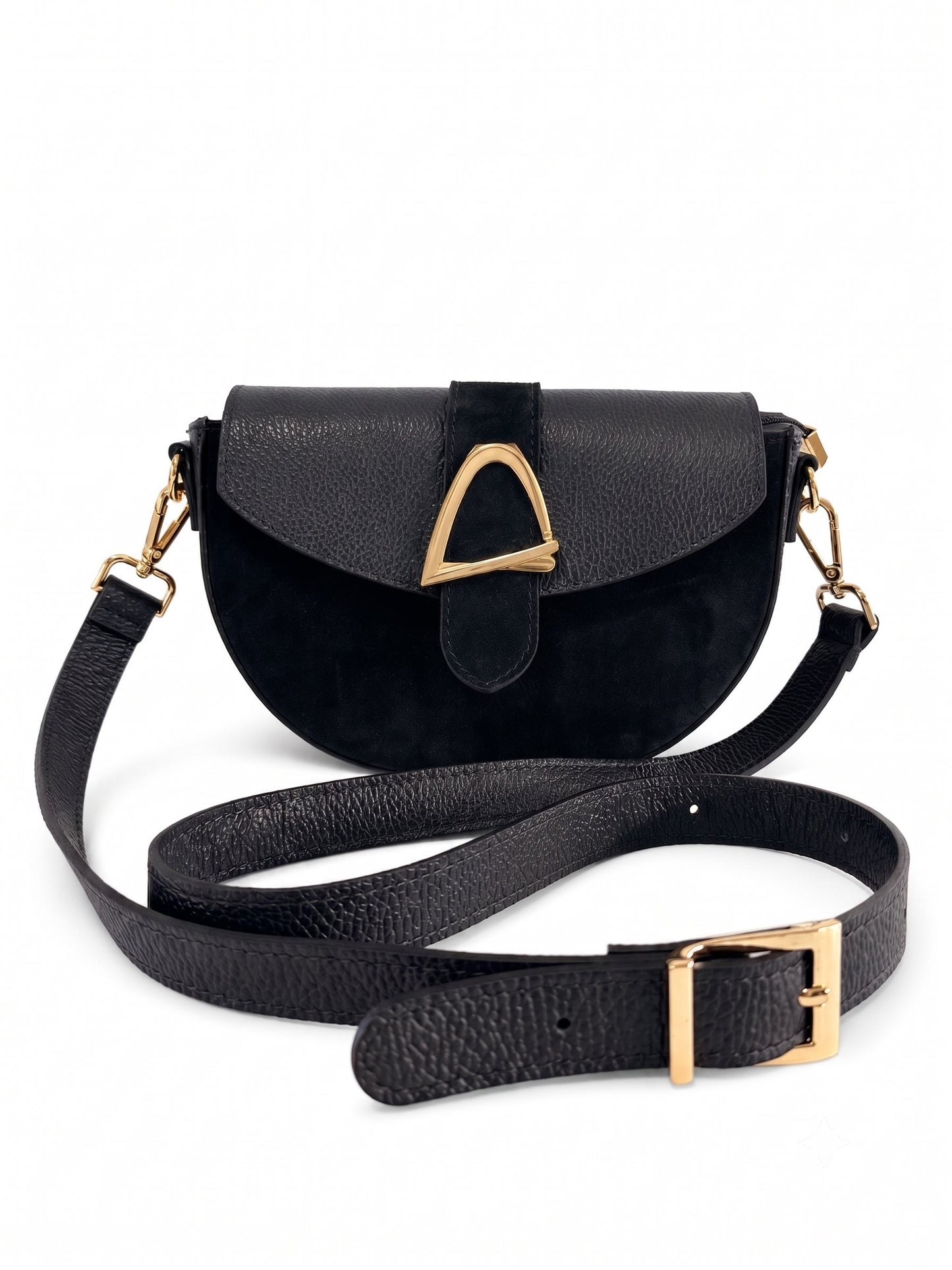 Structured Crossbody Bag in Genuine Suede and Dollaro Leather - Made in Italy - Art. 26142