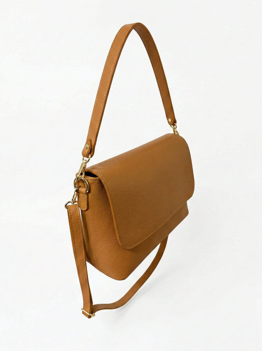 Structured Shoulder Bag in Genuine Dollaro Leather - Made in Italy - Art. 26055bis