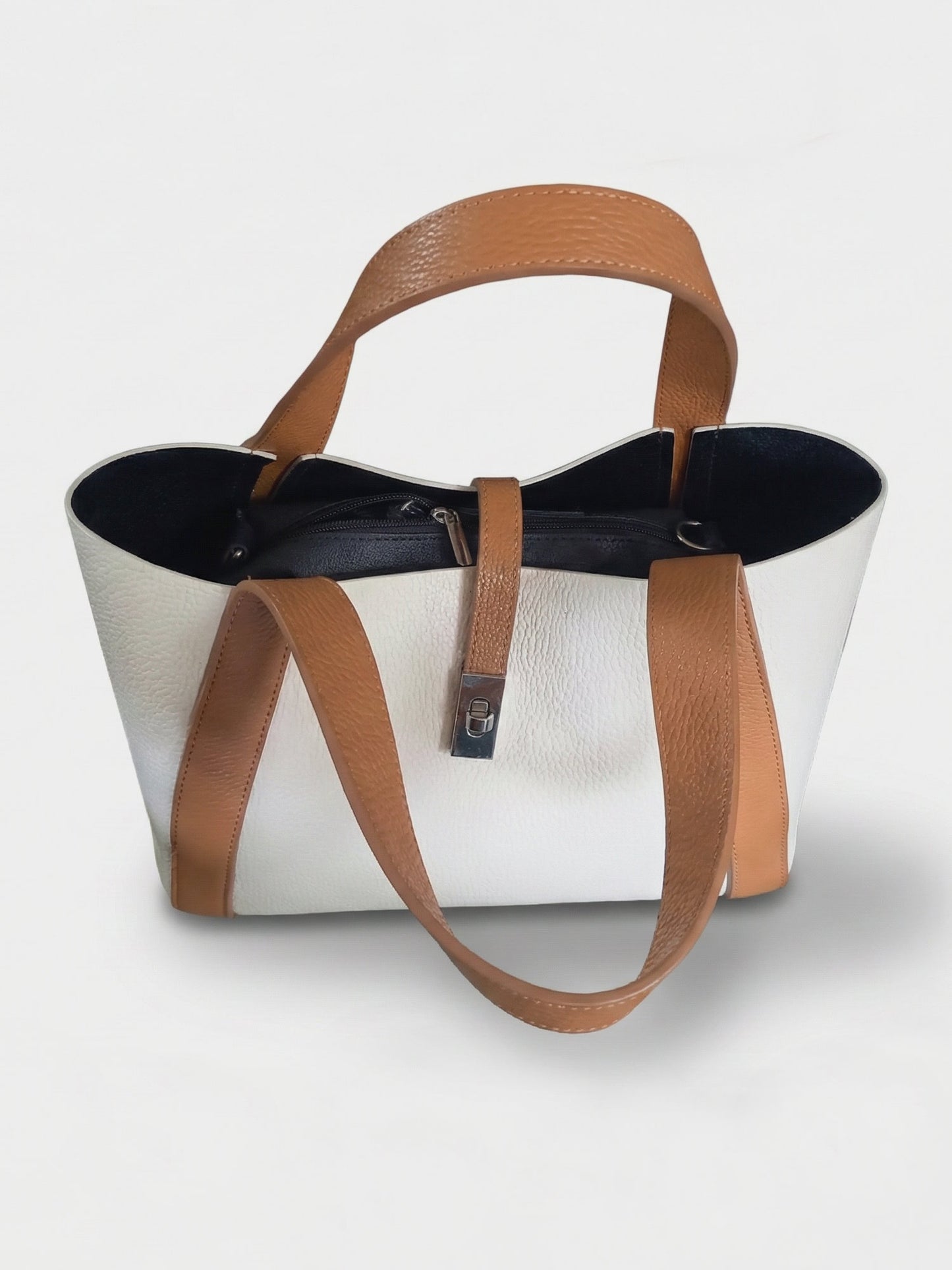 Structured Handbag in Genuine Dollar Leather - Made in Italy - Art. 26011