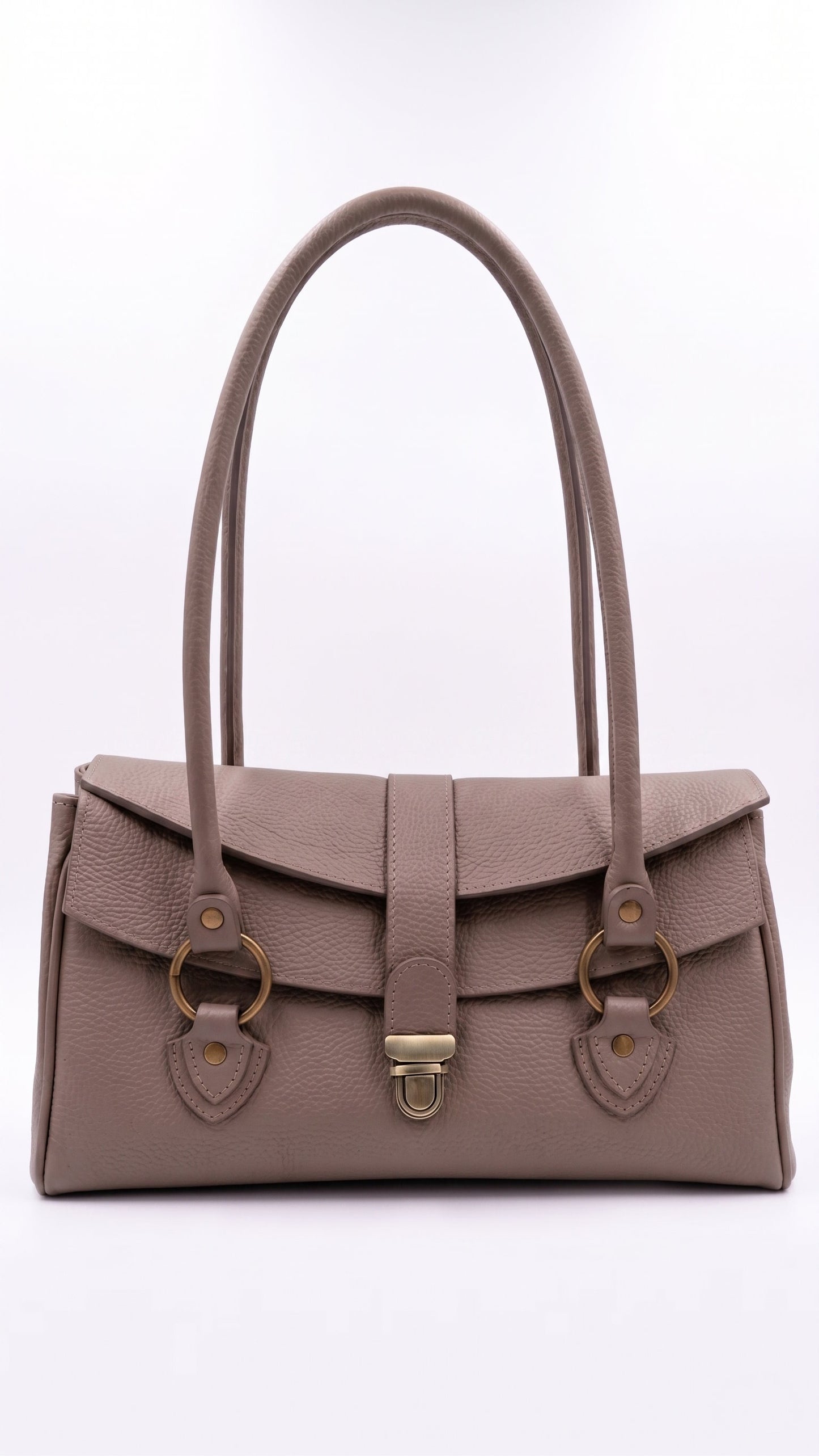Structured Shoulder Bag in Genuine Dollaro Leather - Made in Italy - Art. 26116