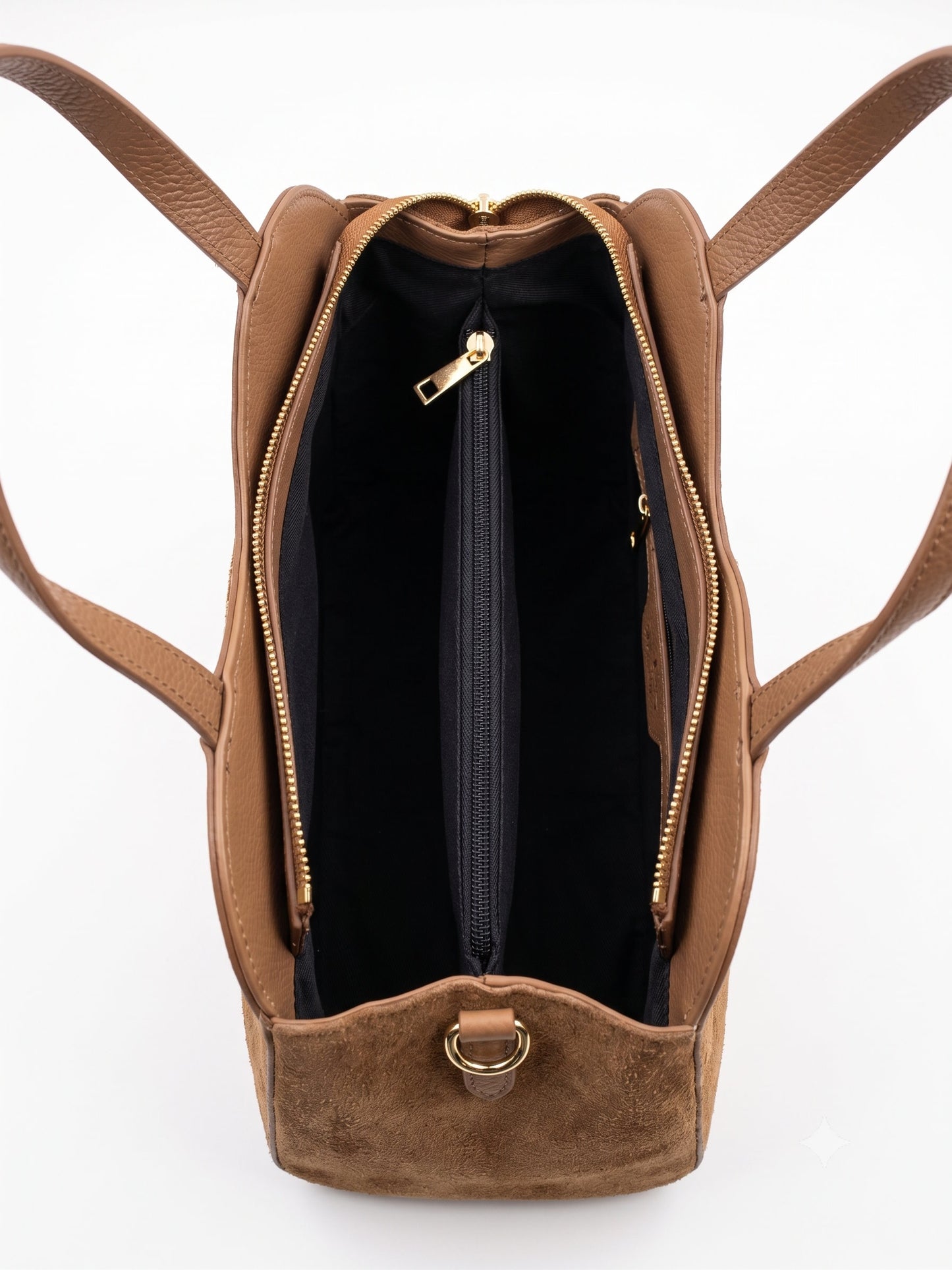 Structured Handbag in Genuine Dollaro and Suede Leather - Made in Italy - Art. 26126