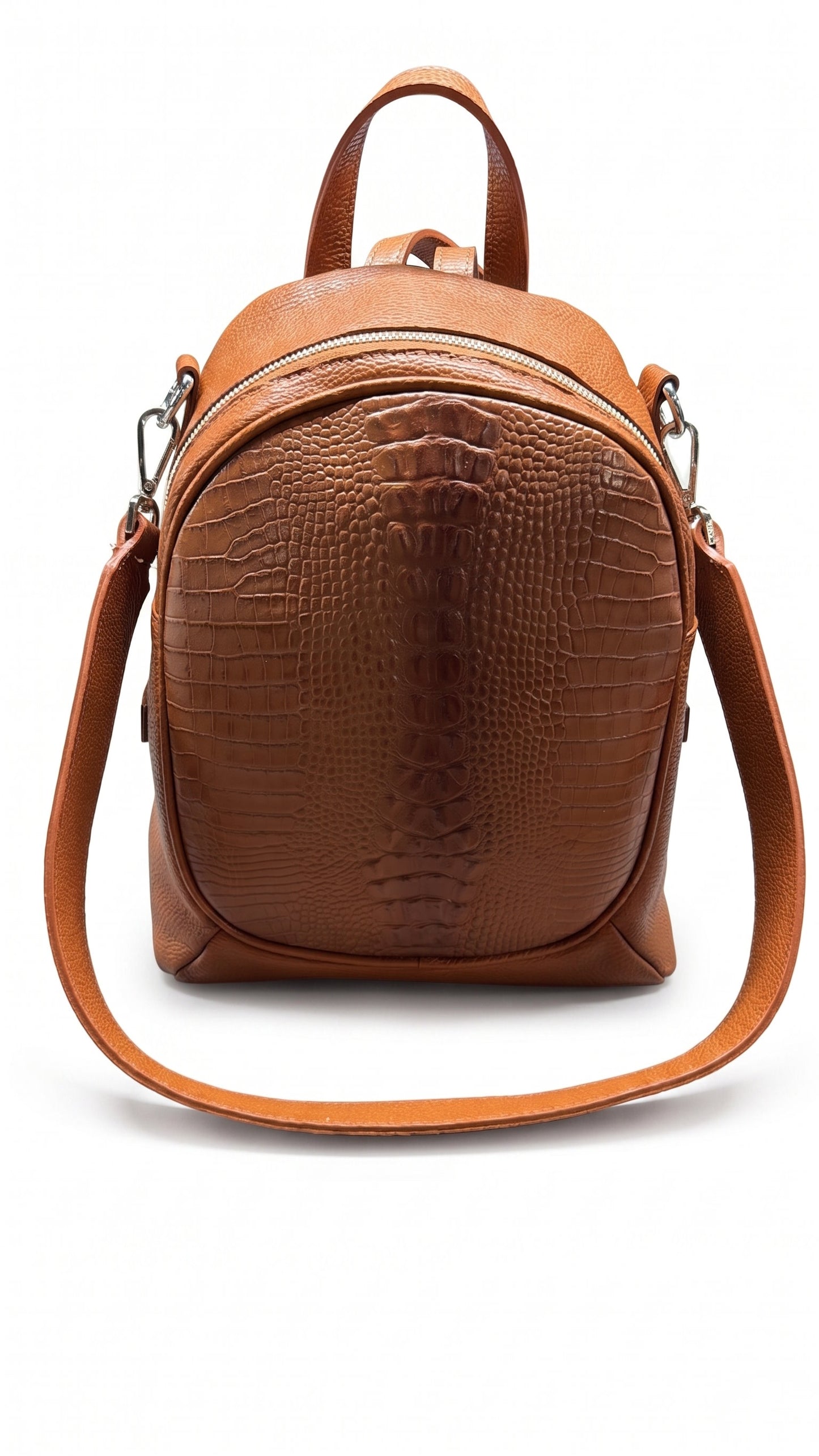 Structured Backpack in Genuine Dollaro and Croco Leather - Made in Italy - Art. 26088