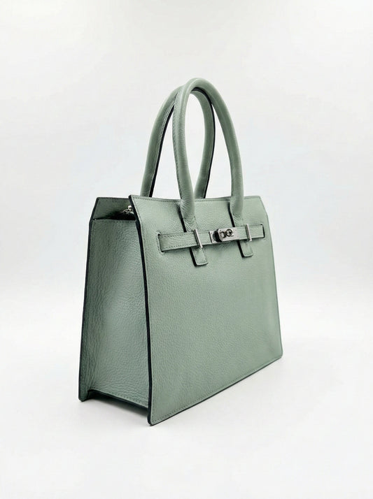 Structured Shoulder Bag in Genuine Dollaro Leather - Made in Italy - Art. 26045