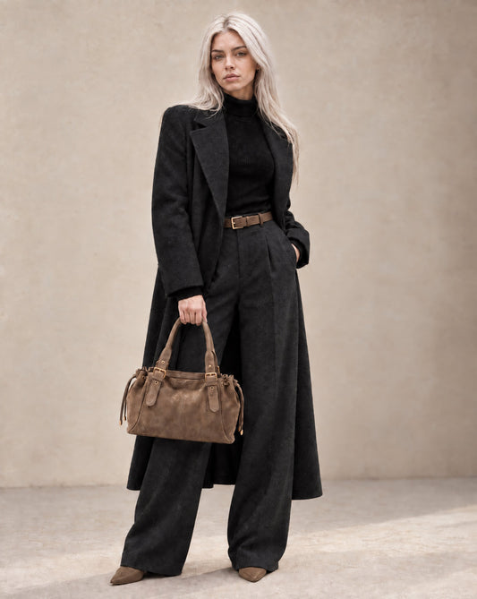 Soft Handbag in Genuine Suede Leather - Made in Italy - Art. 26147