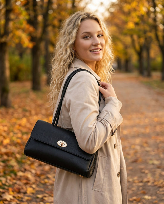 Soft Shoulder Bag in Genuine Dollaro Leather - Made in italy - Art. 26134