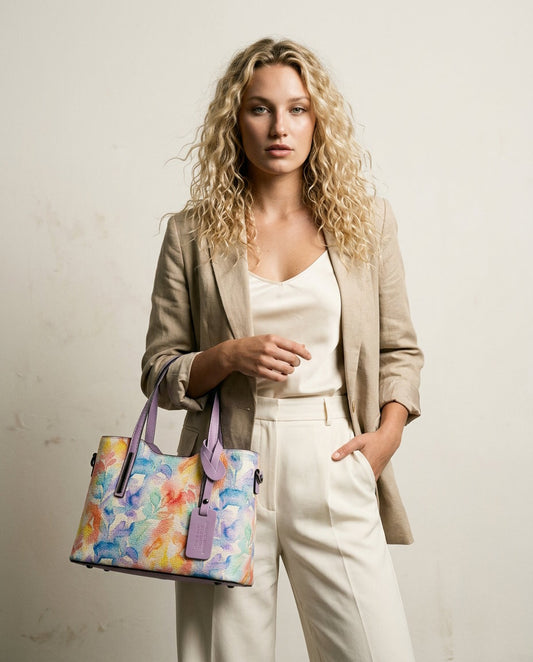 Structured Handbag in Genuine Dollaro Leather - Made in Italy - Art. 26123