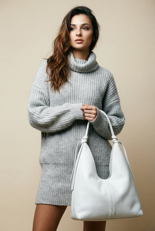 Soft Shoulder Bag in Genuine Dollaro Leather - Made in Italy - Art. 26058