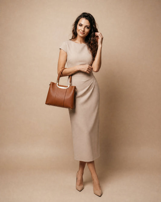 Structured Handbag in Genuine Dollaro Leather - Made in Italy - Art. 26131
