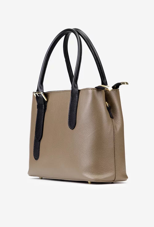 Structured Handbag in Genuine Dollar Leather - Made in Italy - Art. 25402