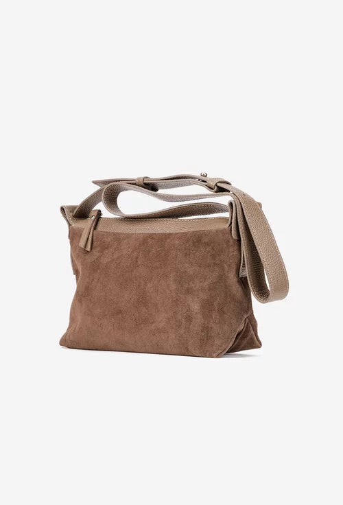Soft Crossbody Bag in Genuine Suede Leather - Made in Italy - Art. 25400