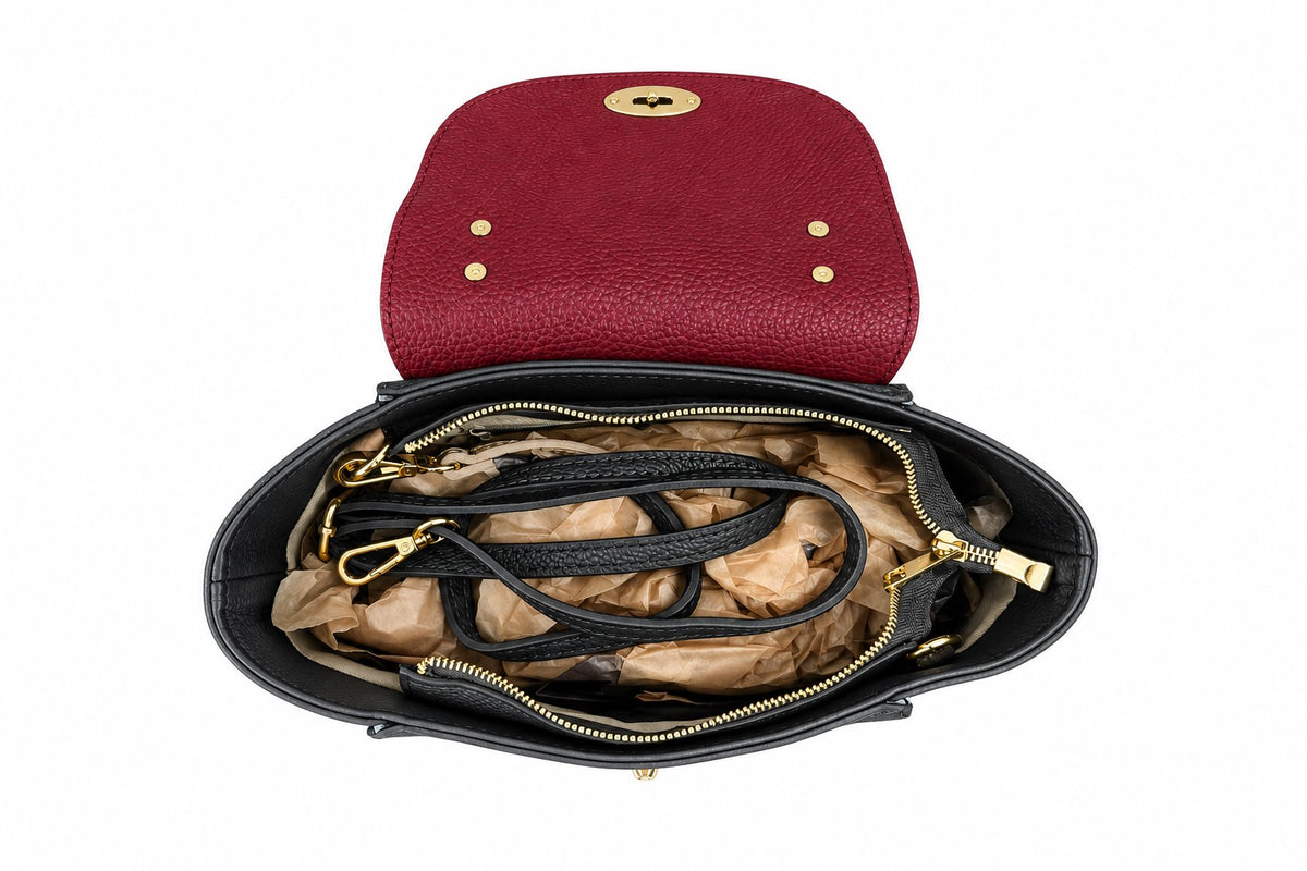 Structured Handbag in Genuine Dollaro Leather - Made in Italy - Art. 26157