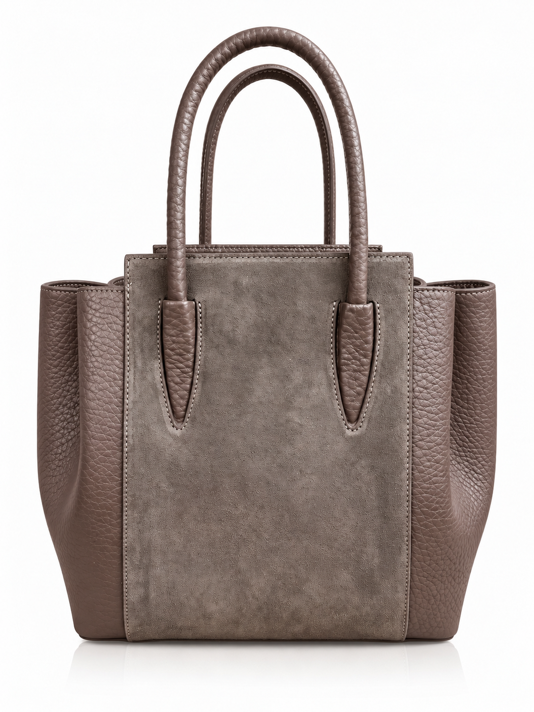 Structured Handbag in Genuine Suede and Dollaro Leather - Made in Italy - Art. 26150