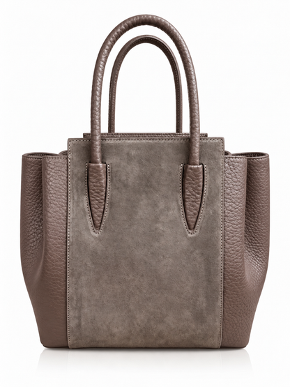 Structured Handbag in Genuine Suede and Dollaro Leather - Made in Italy - Art. 26150