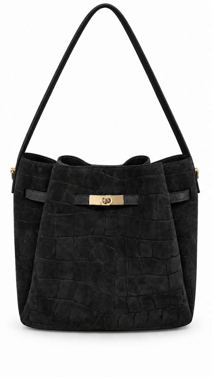 Soft Handbag in Genuine Printed Suede Leather - Made in Italy - Art. 26151