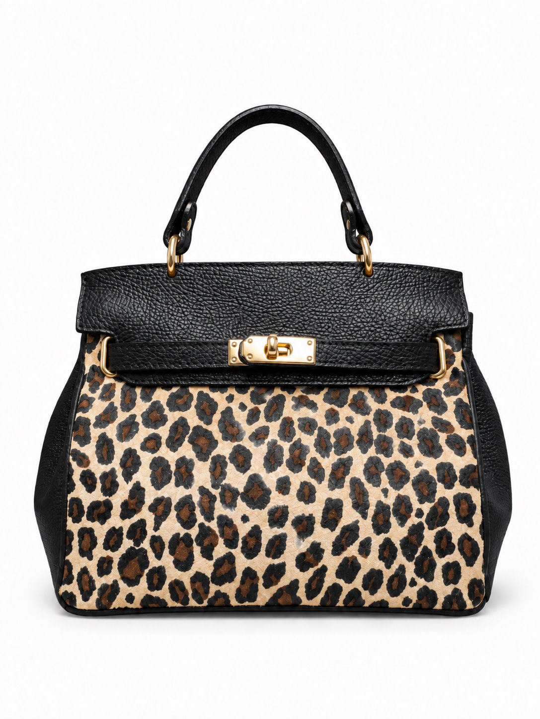 Structured Handbag in Genuine Dollaro and Printed Suede Leather - Made in Italy - Art. 26155