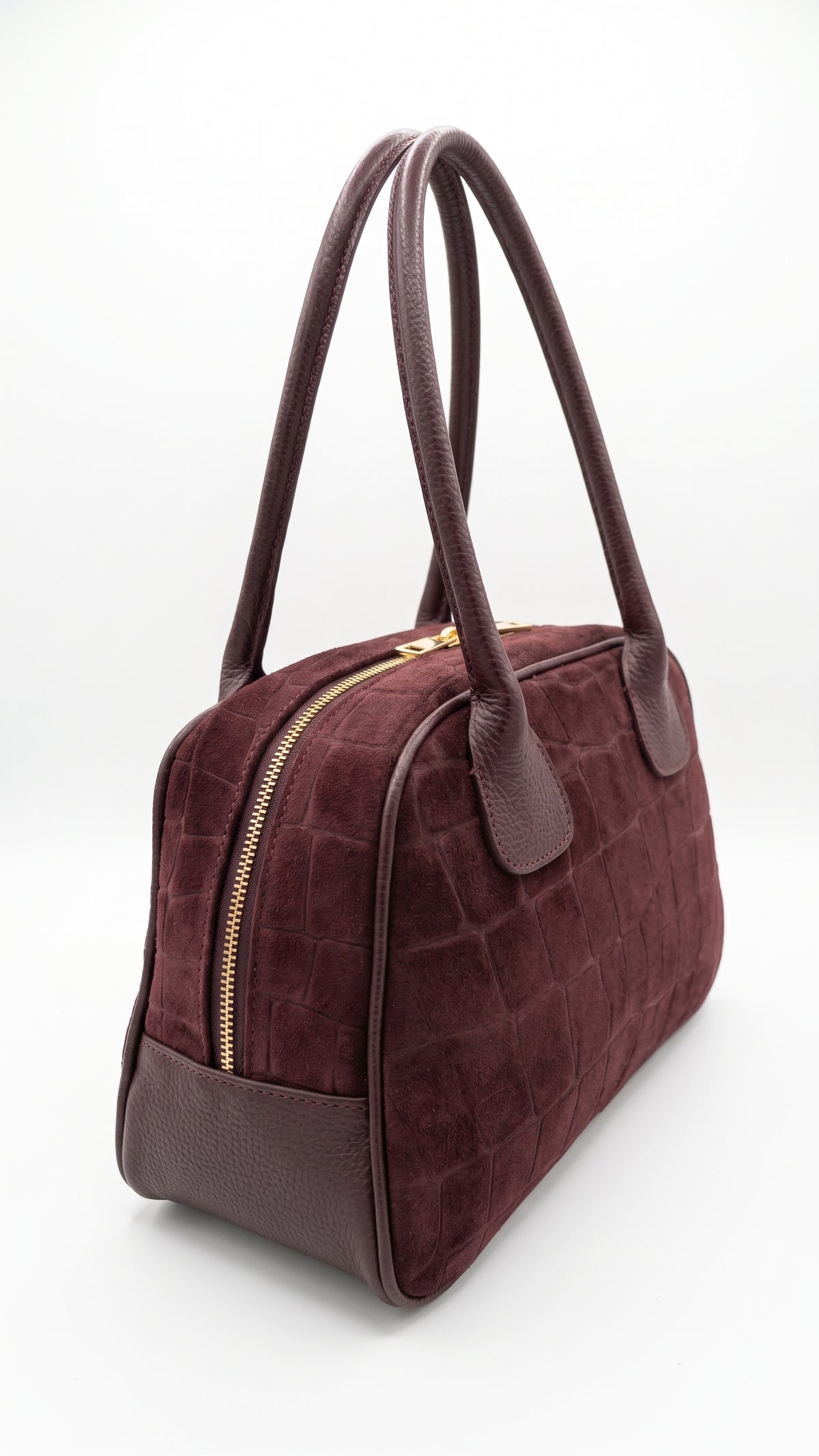 Structured Handbag in Genuine Printed Suede and Dollaro Leather - Made in Italy - Art. 26149