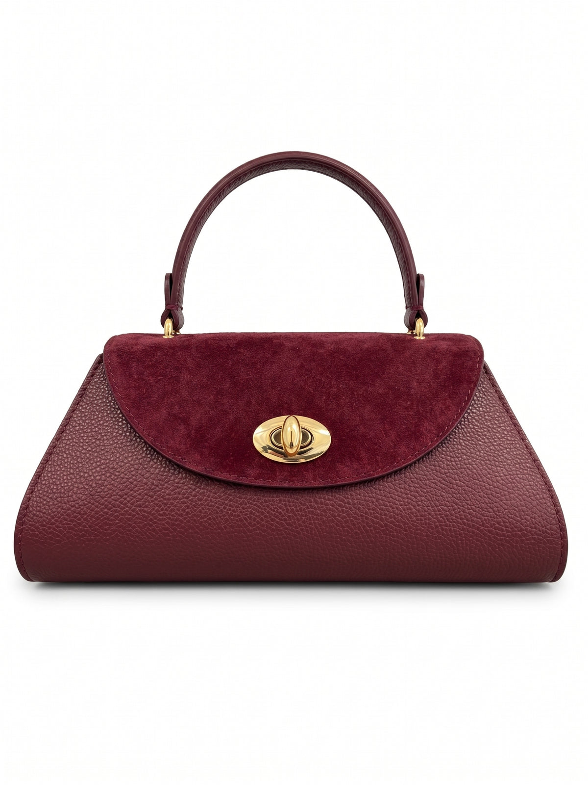 Structured Handbag in Genuine Suede and Dollaro Leather - Made in Italy - Art. 26152