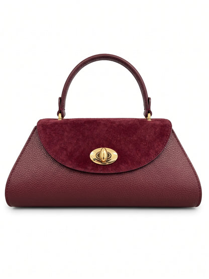 Structured Handbag in Genuine Suede and Dollaro Leather - Made in Italy - Art. 26152