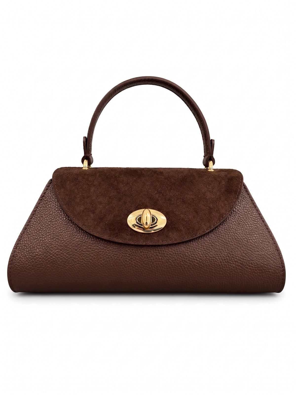 Structured Handbag in Genuine Suede and Dollaro Leather - Made in Italy - Art. 26152
