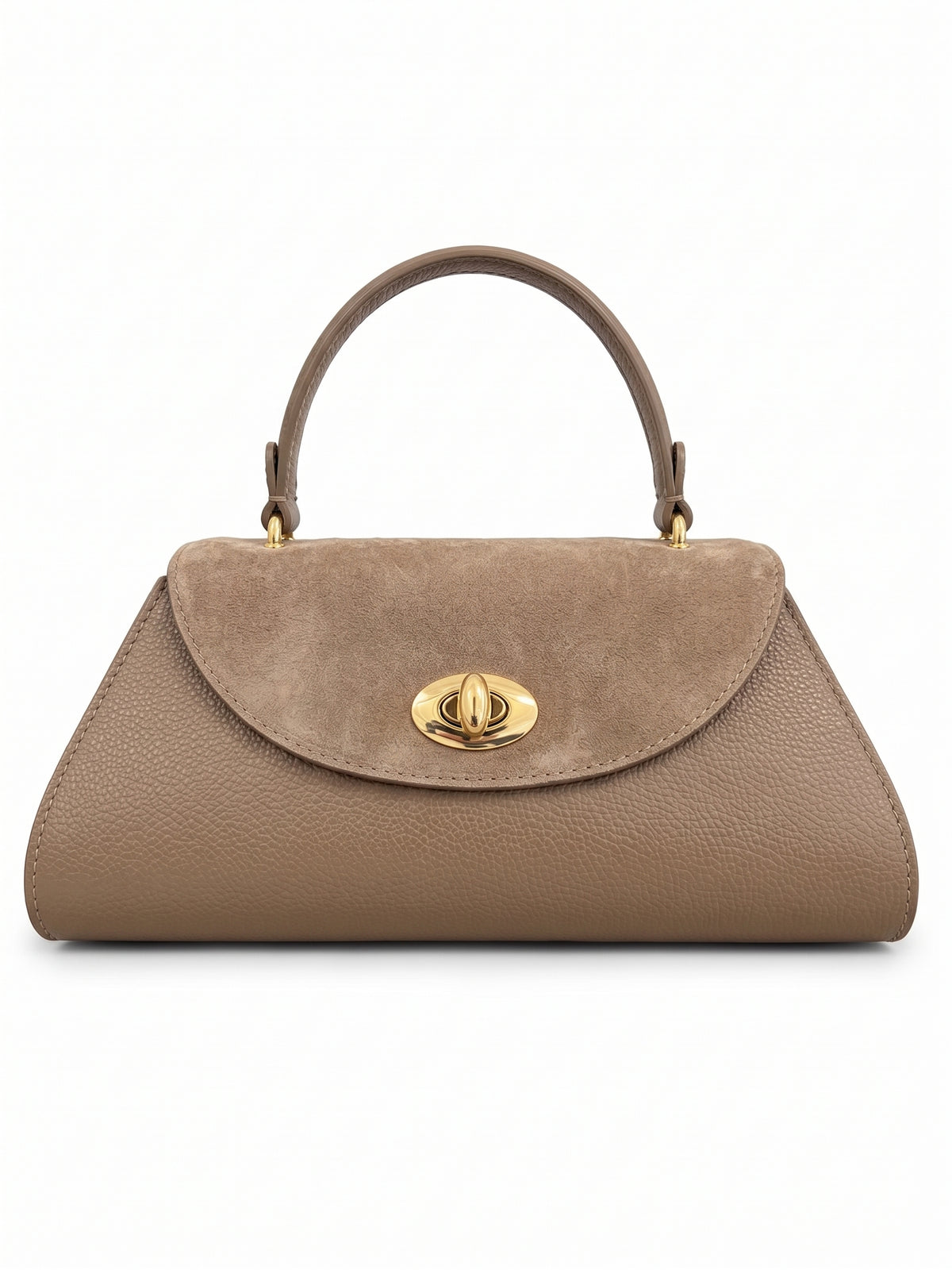 Structured Handbag in Genuine Suede and Dollaro Leather - Made in Italy - Art. 26152