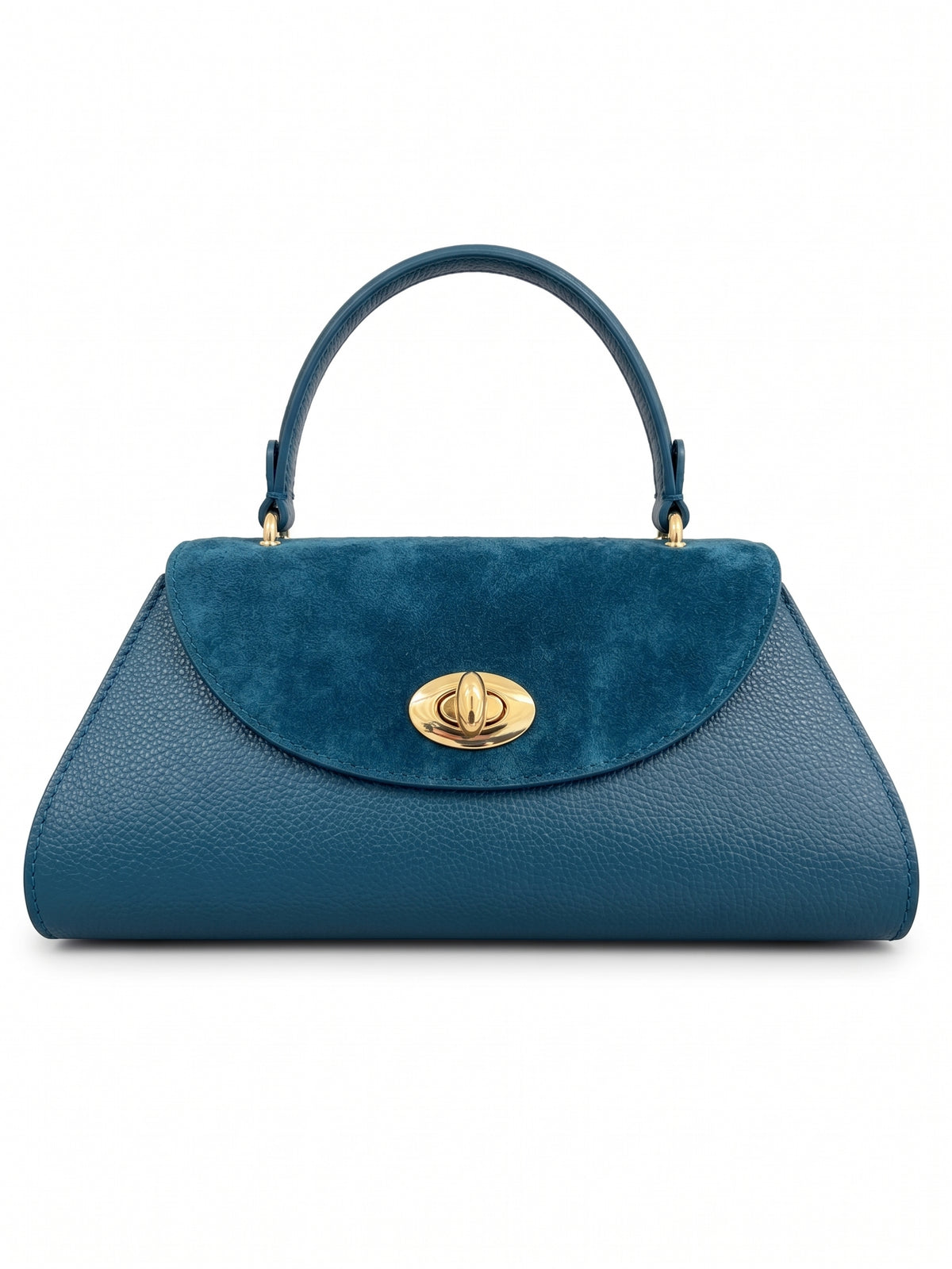 Structured Handbag in Genuine Suede and Dollaro Leather - Made in Italy - Art. 26152
