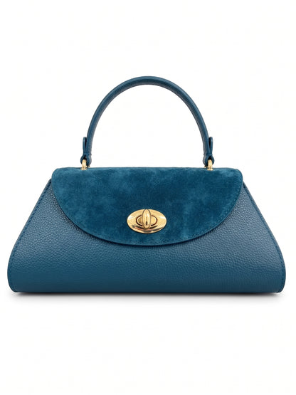 Structured Handbag in Genuine Suede and Dollaro Leather - Made in Italy - Art. 26152