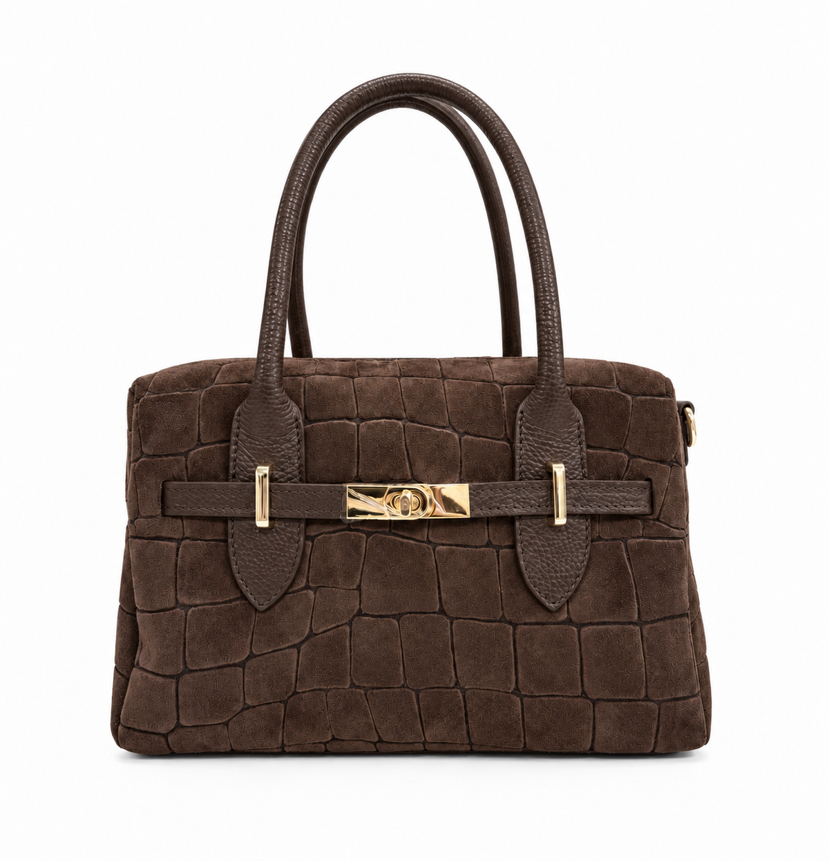 Structured Handbag in Genuine Printed Suede Leather - Made in Italy - Art. 26156
