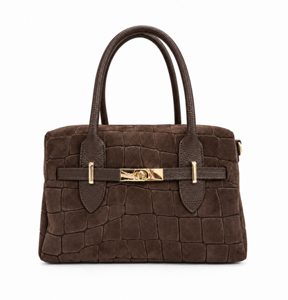 Structured Handbag in Genuine Printed Suede Leather - Made in Italy - Art. 26156
