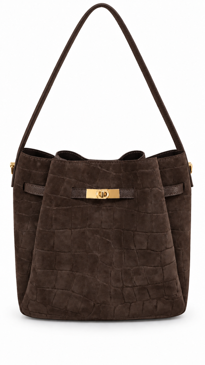Soft Handbag in Genuine Printed Suede Leather - Made in Italy - Art. 26151