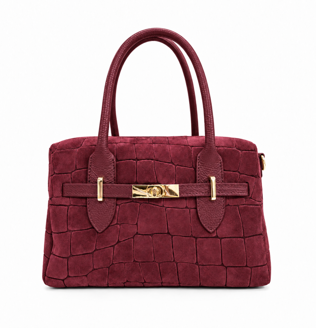 Structured Handbag in Genuine Printed Suede Leather - Made in Italy - Art. 26156