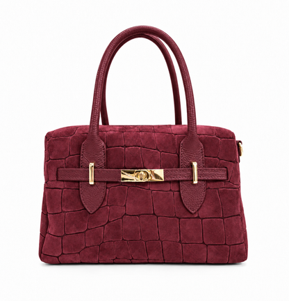 Structured Handbag in Genuine Printed Suede Leather - Made in Italy - Art. 26156