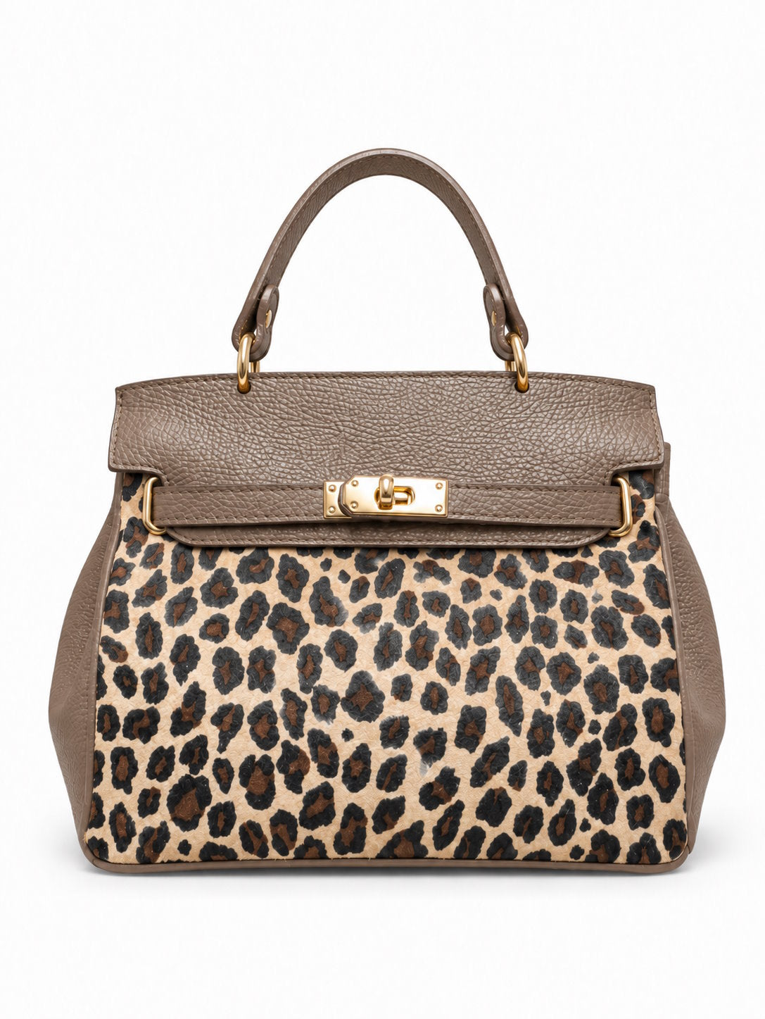 Structured Handbag in Genuine Dollaro and Printed Suede Leather - Made in Italy - Art. 26155