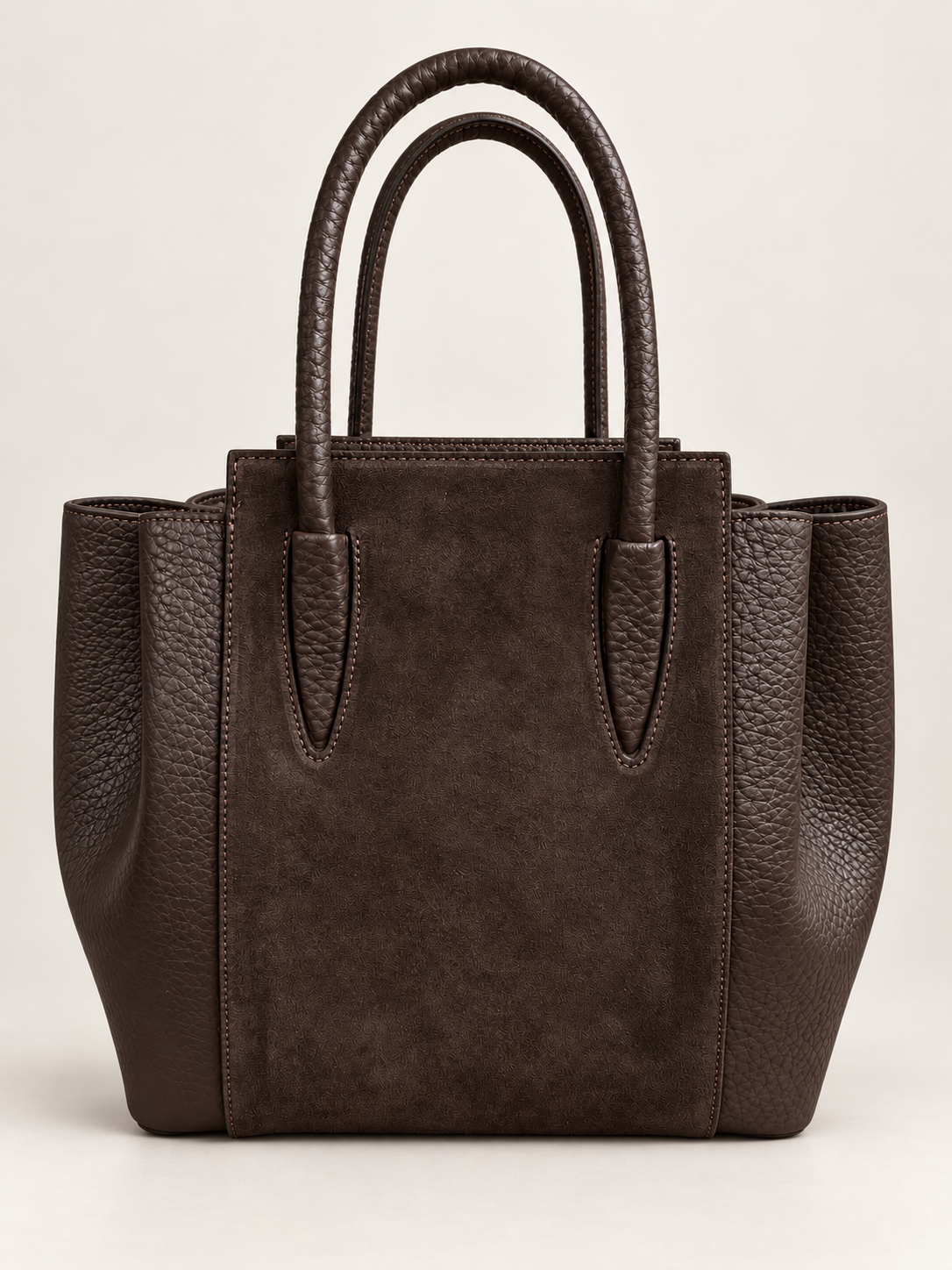 Structured Handbag in Genuine Suede and Dollaro Leather - Made in Italy - Art. 26150