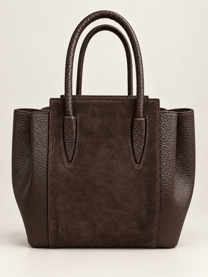 Structured Handbag in Genuine Suede and Dollaro Leather - Made in Italy - Art. 26150