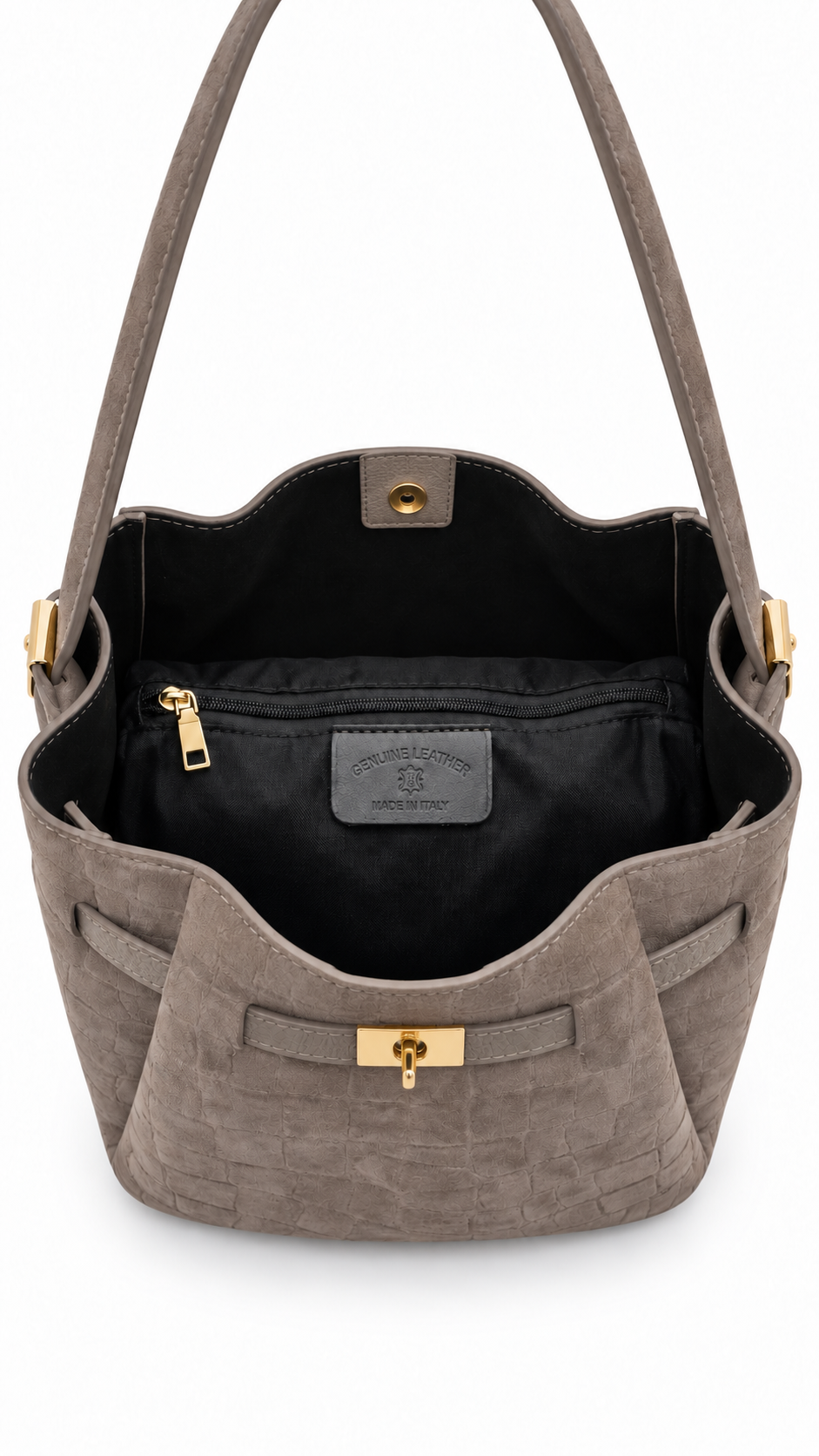 Soft Handbag in Genuine Printed Suede Leather - Made in Italy - Art. 26151
