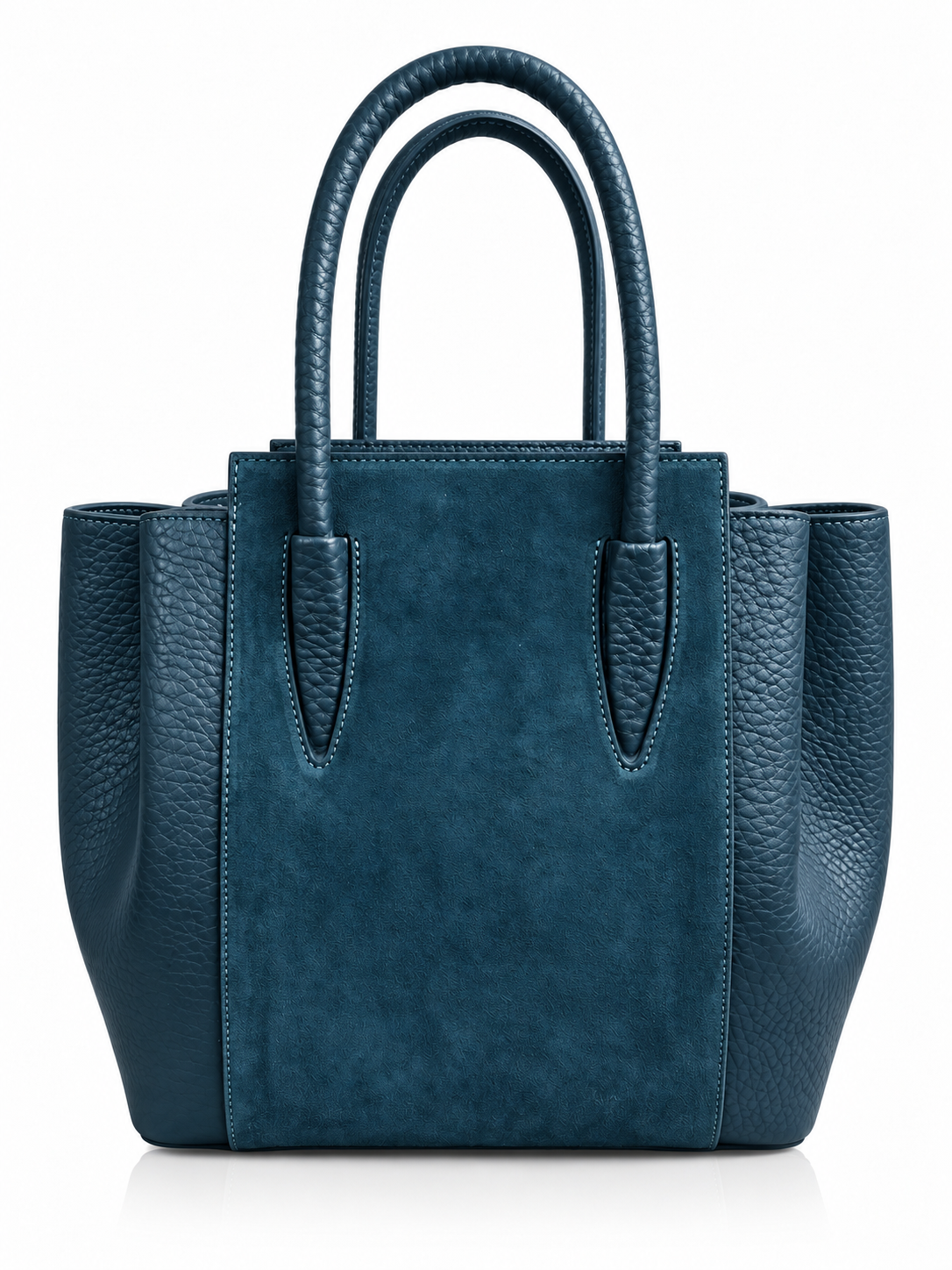 Structured Handbag in Genuine Suede and Dollaro Leather - Made in Italy - Art. 26150