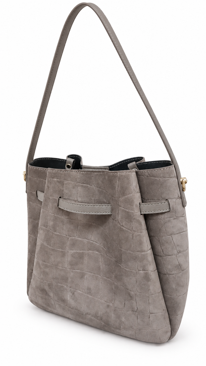 Soft Handbag in Genuine Printed Suede Leather - Made in Italy - Art. 26151
