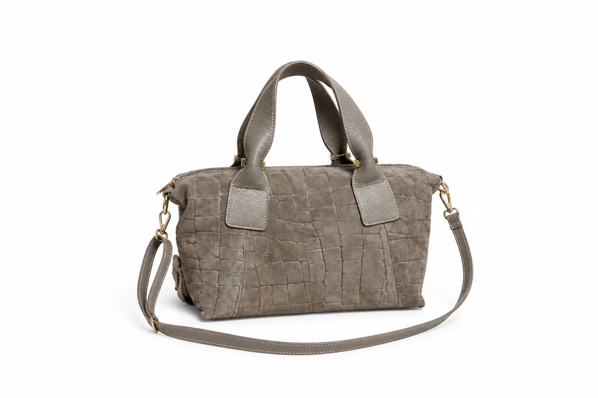 Soft Handbag in Genuine Printed Suede Leather - Made in Italy - Art. 26158
