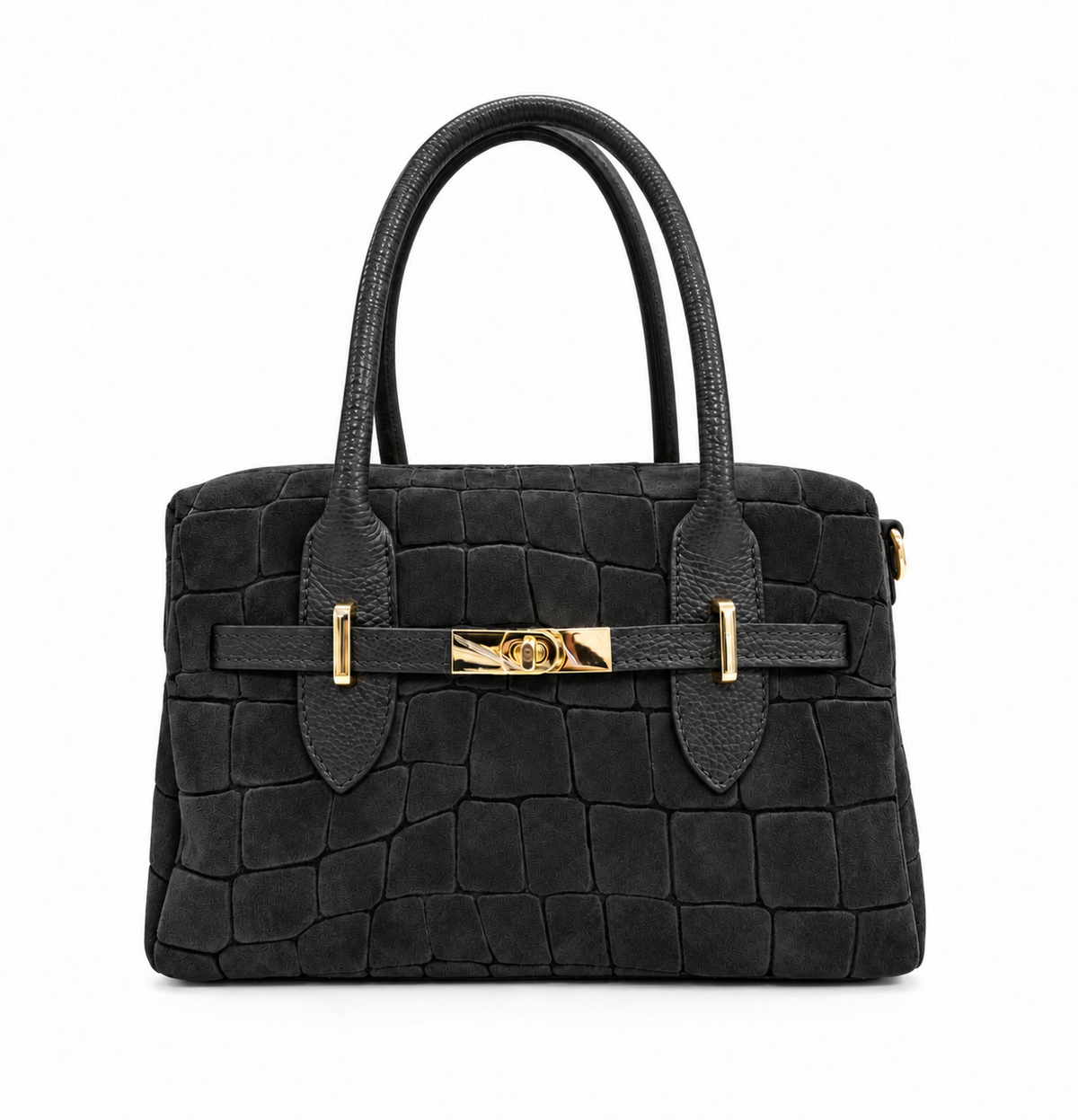 Structured Handbag in Genuine Printed Suede Leather - Made in Italy - Art. 26156