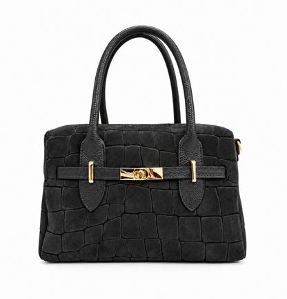 Structured Handbag in Genuine Printed Suede Leather - Made in Italy - Art. 26156