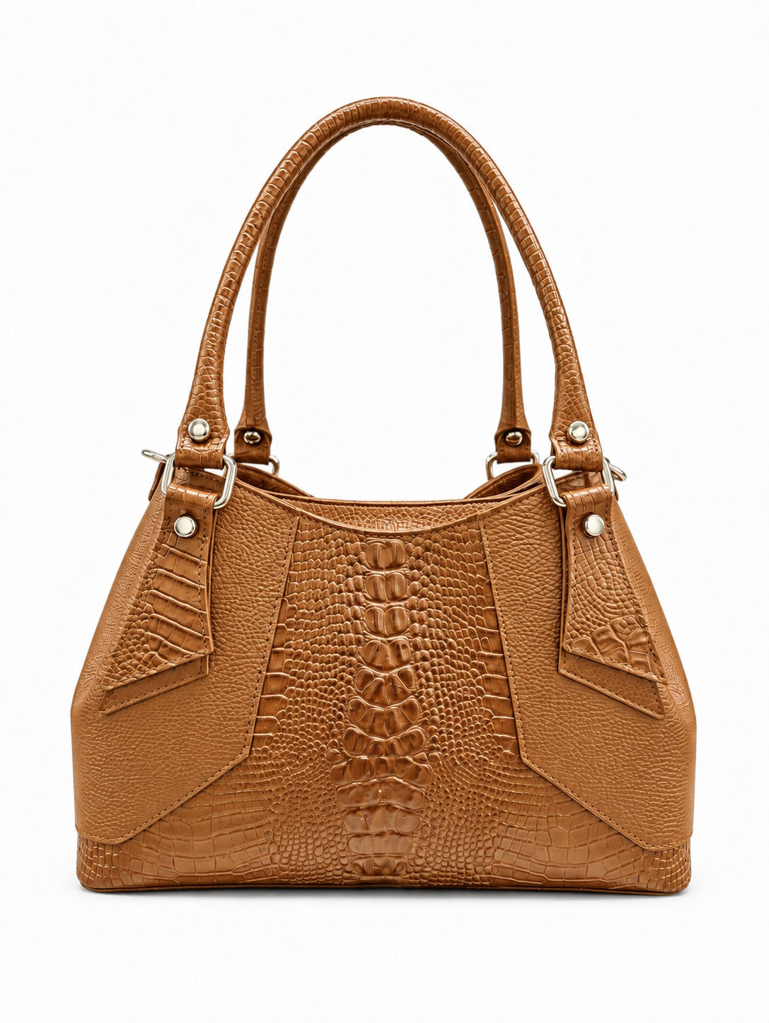 Structured Handbag in Genuine Dollaro and Croco Leather - Made in Italy - Art. 26162